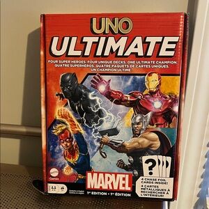 Marvel UNO Ultimate Card Game with Red and Black Design